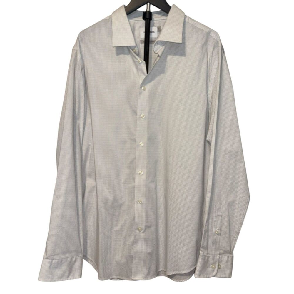 Goodfellow & Co Men's White Gray Plaid Long Sleeve Button-Down Shirt Size XXL
